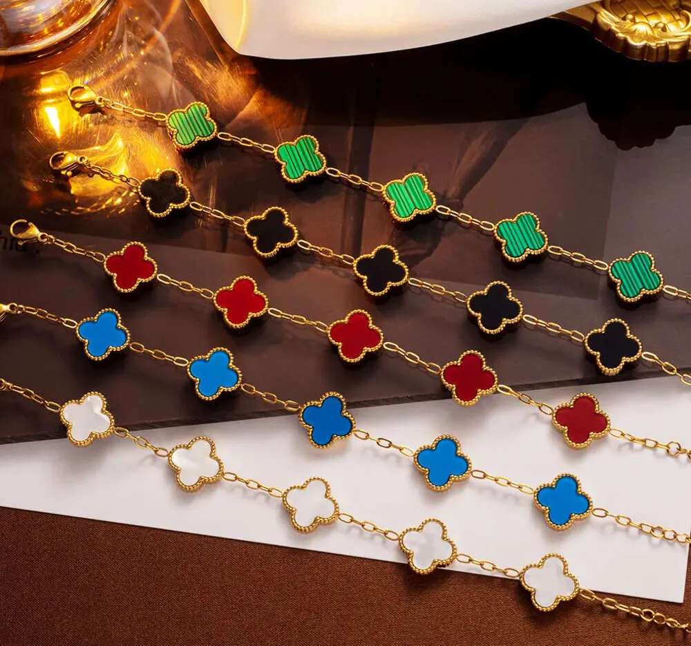 19 charme pulseiras 18k banhado a ouro vanly luxo designer pulseira de quatro folhas moda festa de casamento jóias de alta qualidade