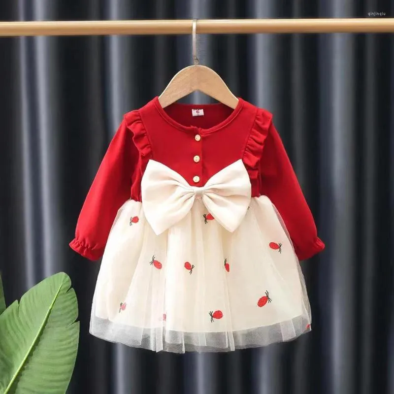 Girl Dresses BABY Big Bow Girls Floral Embroidery Children Party Spring Autumn Costumes Kids