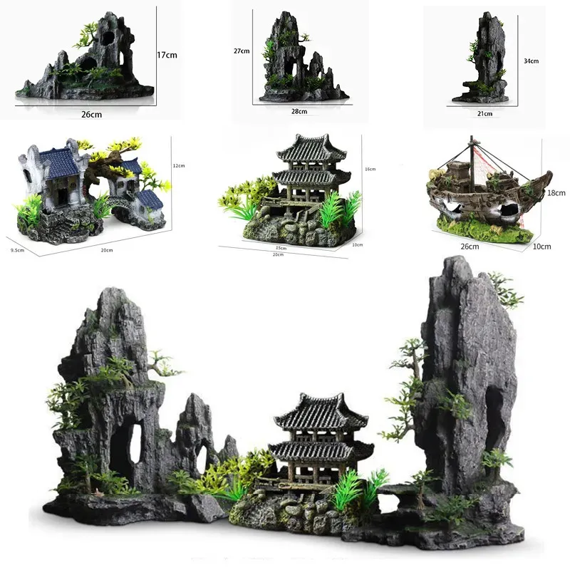 装飾3PCS Plant Rockery Aquarium Decorations Aquarium Accessoirs Fisg Tank Decoration and Landscaping Fish Tank Accessories 231019