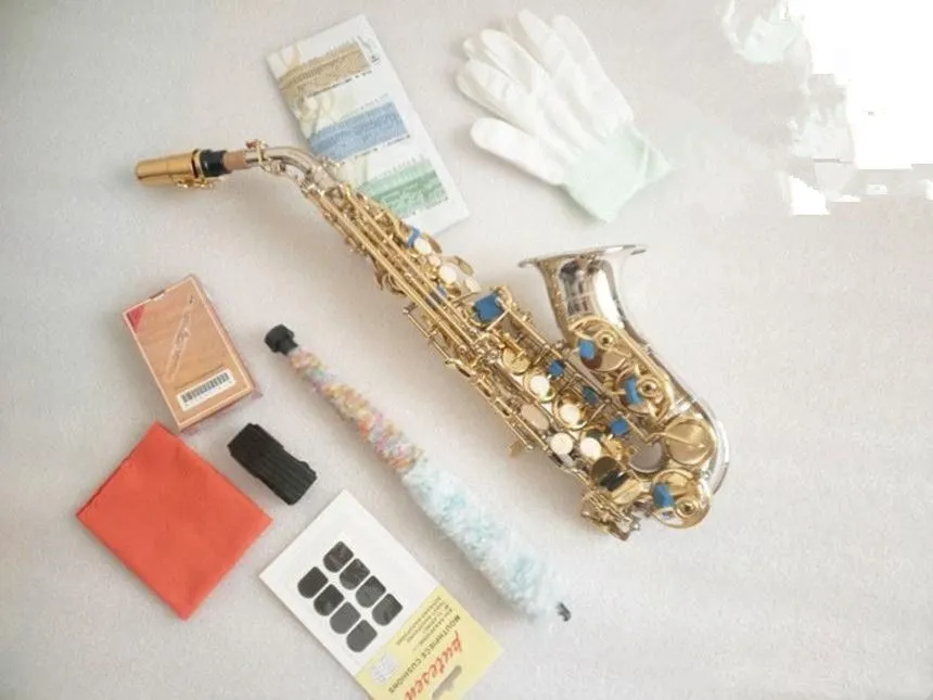 Kampanjer Nya Japan Soprano Saxophone B Tune Nickel Plated SC-9937 Musikinstrument Gratis frakt