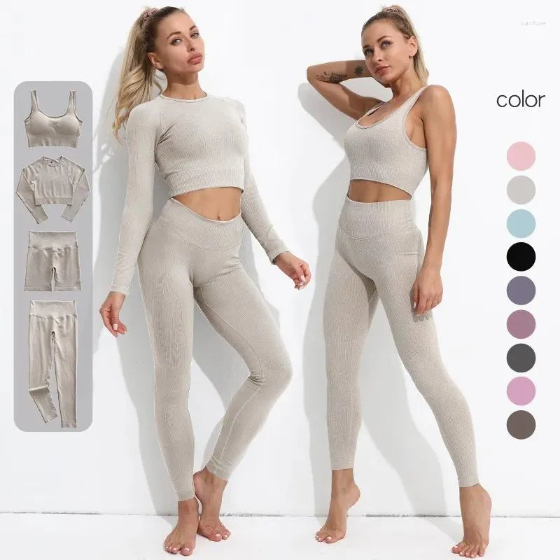 Aktive Sets Enge Yogahosen Tank Top Sport Fitness Anzug Langarm Nahtlose Frauen Sport Set Leggings