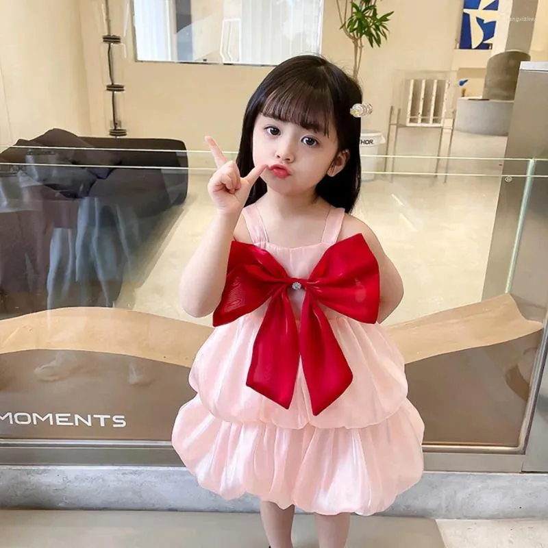 Girl Dresses Girls Summer Big Bow Party Dress Sleeveless Children Casual Style Kids Costume