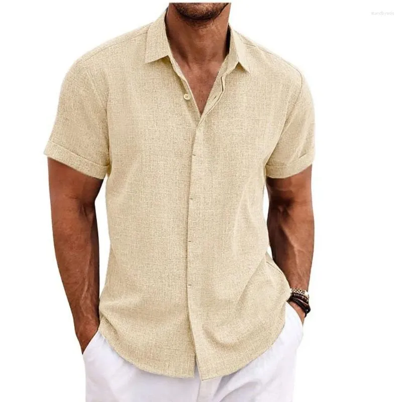 Chemises décontractées pour hommes, été, adolescent, maison, couleur unie, manches courtes, chemise à revers