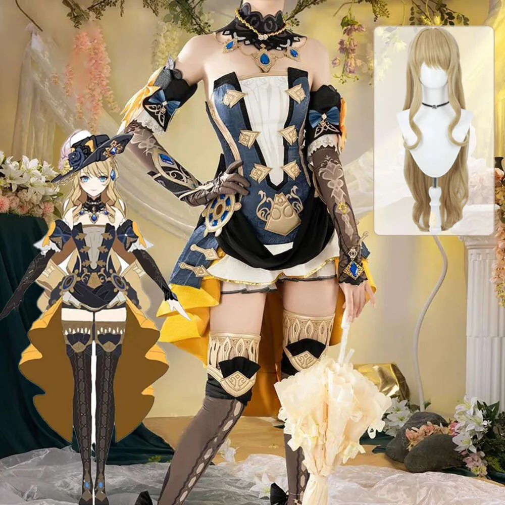 Navia Cosplay Costume perruque Genshin Impact robe uniforme Fontaine Spina Di Rosula chapeau Clorinde fête d'halloween pour les femmes jeu de rôle cosplay