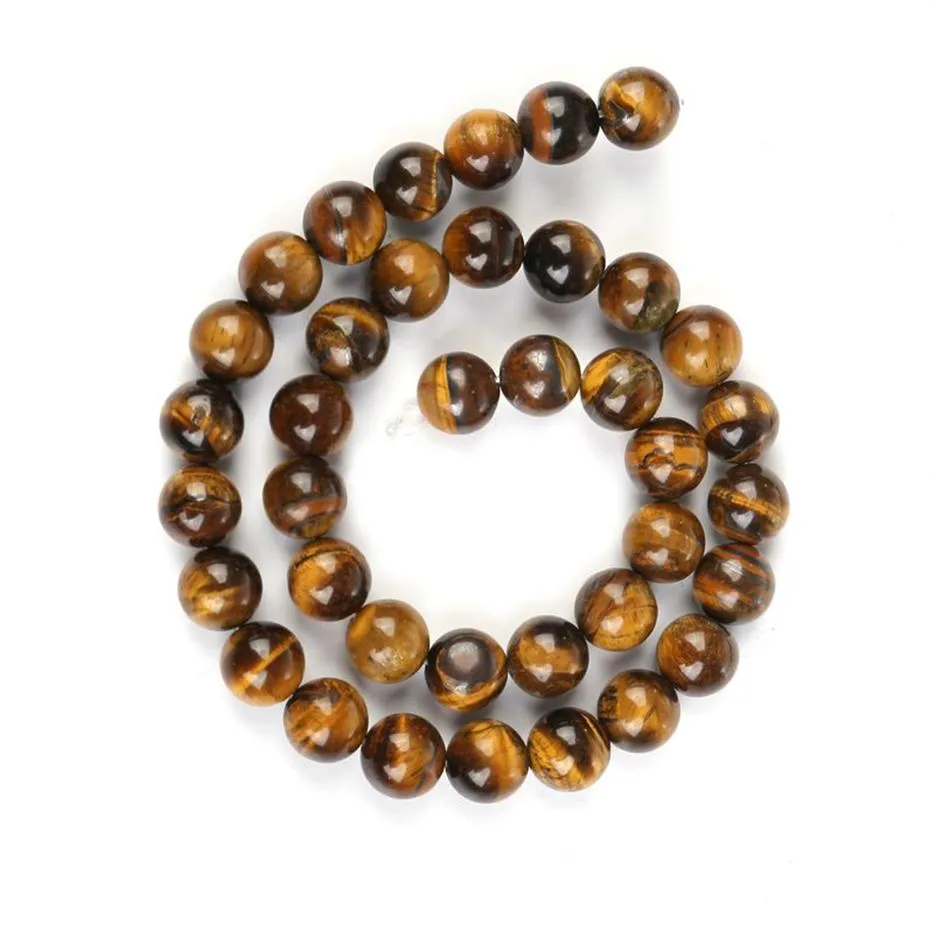 144 pièces / lot de perles en pierre naturelle de 8 mm, œil de tigre jaune, perles rondes en vrac pour la fabrication de bijoux à faire soi-même, 268z