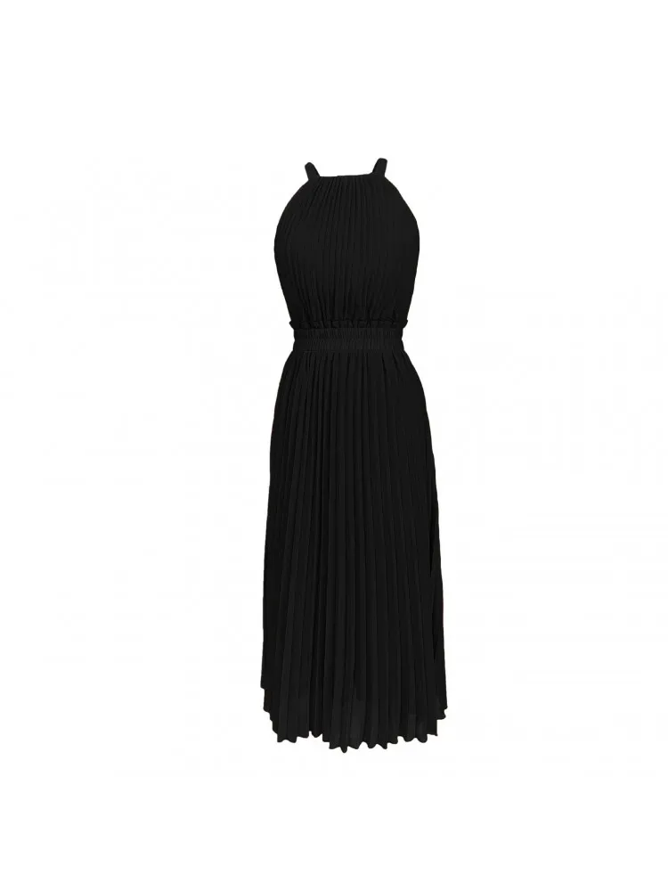 farm rio halter slip midi dress FARM Rio Black Beaded Neckline Sleeveless Midi Dress, Black / XXS main image 0