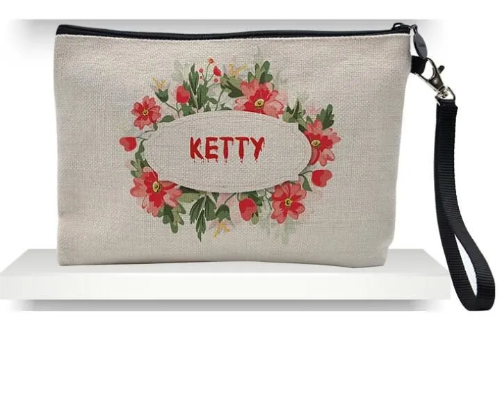 23cmx16cm Sublimation Linen cosmetic bags DIY women blank plain zipper makeup bag phone clutch bag