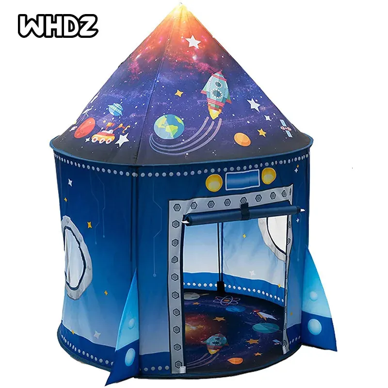 Tentes jouets Fusée Tente de jeu pour enfants Vaisseau spatial sur le thème Pretend Playhouse Intérieur Extérieur Fête Enfants Tente pliable Jouet d'anniversaire 231019