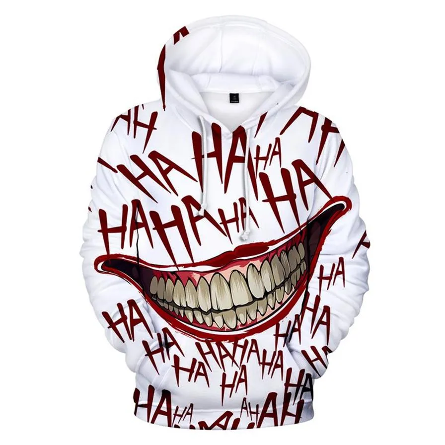 Haha Joker Felpa con stampa 3d Felpe con cappuccio Uomo e donna Hip Hop Divertente Autunno Streetwear Felpe con cappuccio Felpa per coppie Vestiti SH1907277E