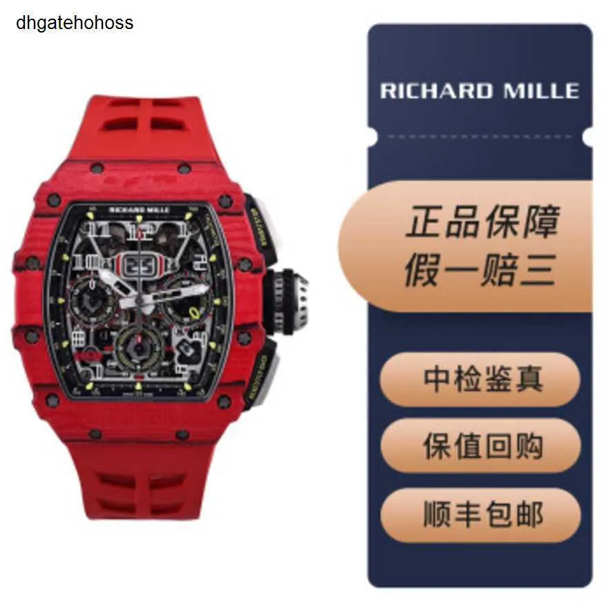 Designer Watch Richardmill Richards Milles Watches Mechanical Richar Miller RM 1103 NTPT Red Devil Mens Series Carbon Fiber Automatic With Security Card