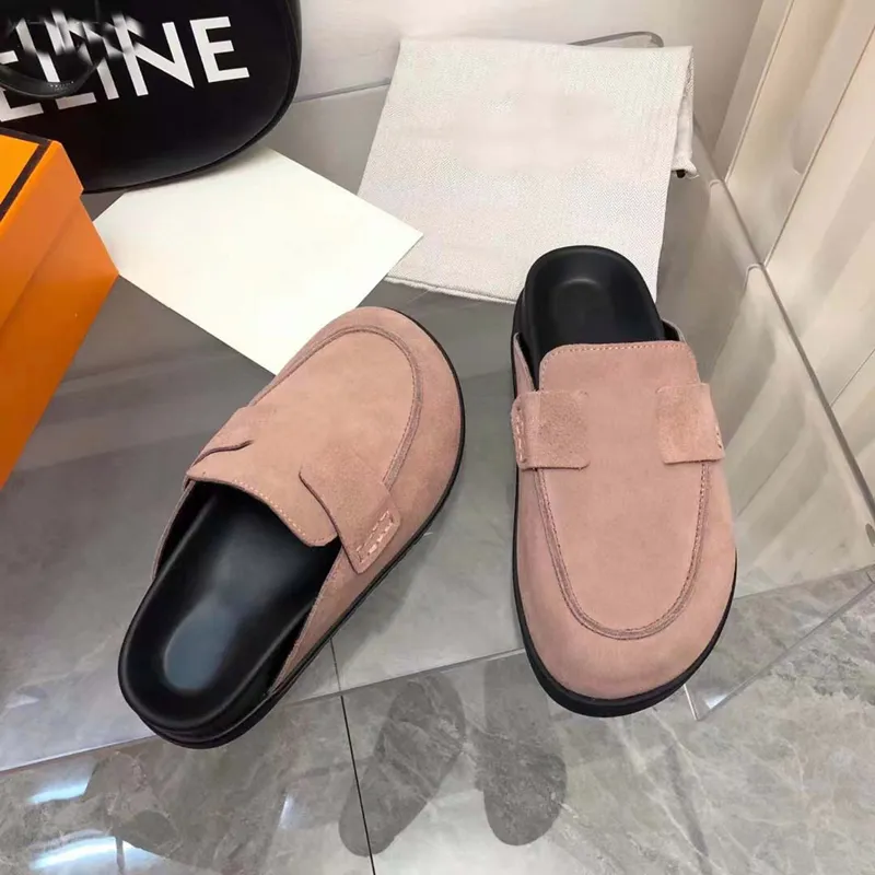 Designer Men women Muller shoes spring and autumn new fashion leather slippers casual cowhide baotou tow hotel comfortable soft tow for men and women with box