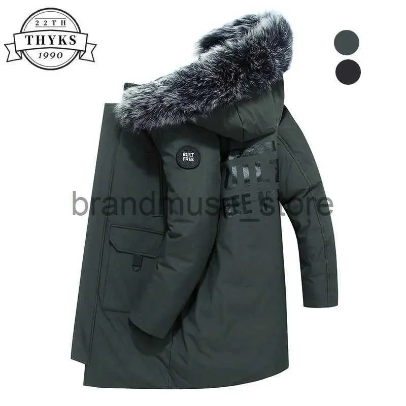 Piumino da uomo Parka invernale Piumino d'anatra bianco da uomo Addensare caldi piumini da uomo Casual Cappotto con cappuccio Collo di pelliccia Giacca a vento di media lunghezza da uomo J231019