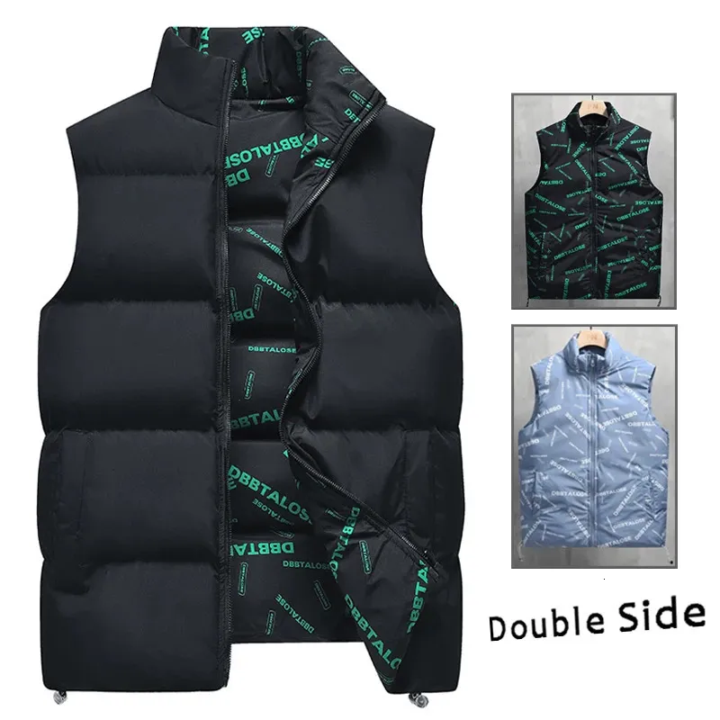 Gilets rembourrés pour hommes, veste d'hiver sans manches, Double face, vêtements à la mode Y2K, manteau d'automne pour garçons, vêtements d'extérieur pour hommes, 231019