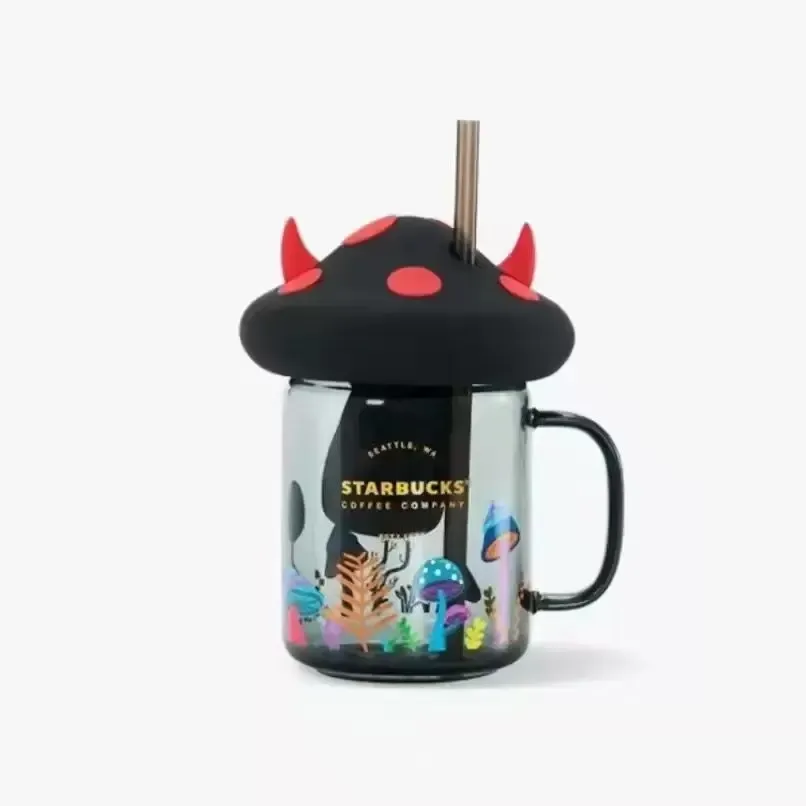 Starbucks Cadılar Bayramı Kupası Kara Kedi Kupaları Mantar Küçük Şeytan Cennet Mark Cam Saman Yalıtımlı Su Kupası