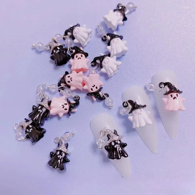 Nagelkonstdekorationer 10st Halloween Alloy Charms Söt Ghost Metal Unik designer för tillbehör 3D