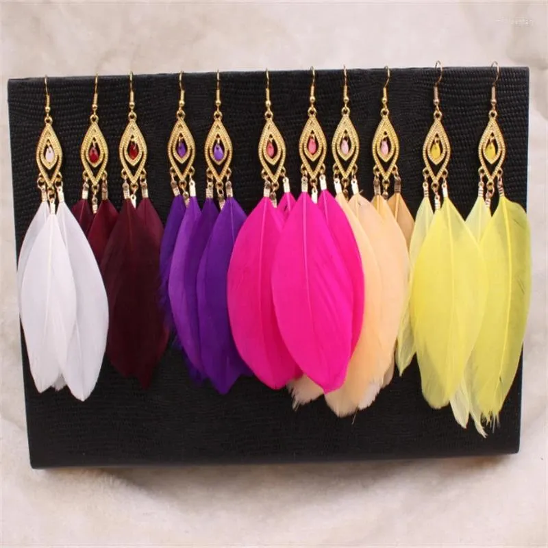Boucles d'oreilles pendantes WeSparking EMO Style ethnique plume plaqué or hameçon pour femmes bijoux de mode