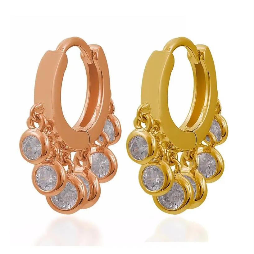Новые модные мини-серьги-кольца с несколькими круглыми дисками с подвеской из чешского камня, серьги с кисточками для женщин, высококачественные свадебные серьги Whole2637