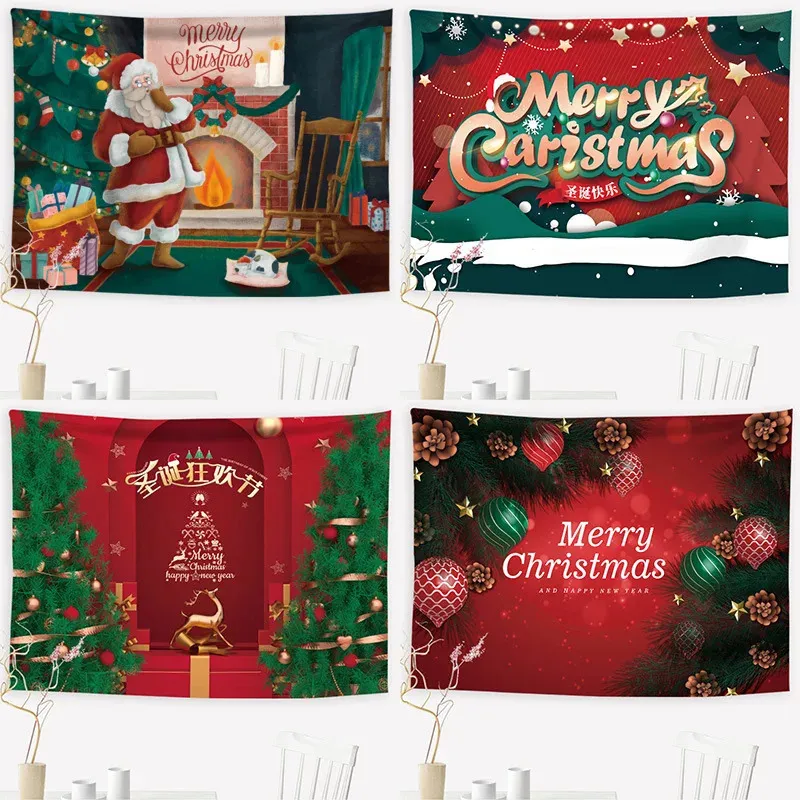 Tapestries Christmas Tree Tapestry Decoration Santa Claus الخلفية المعلقة يمكن تخصيصها 231018