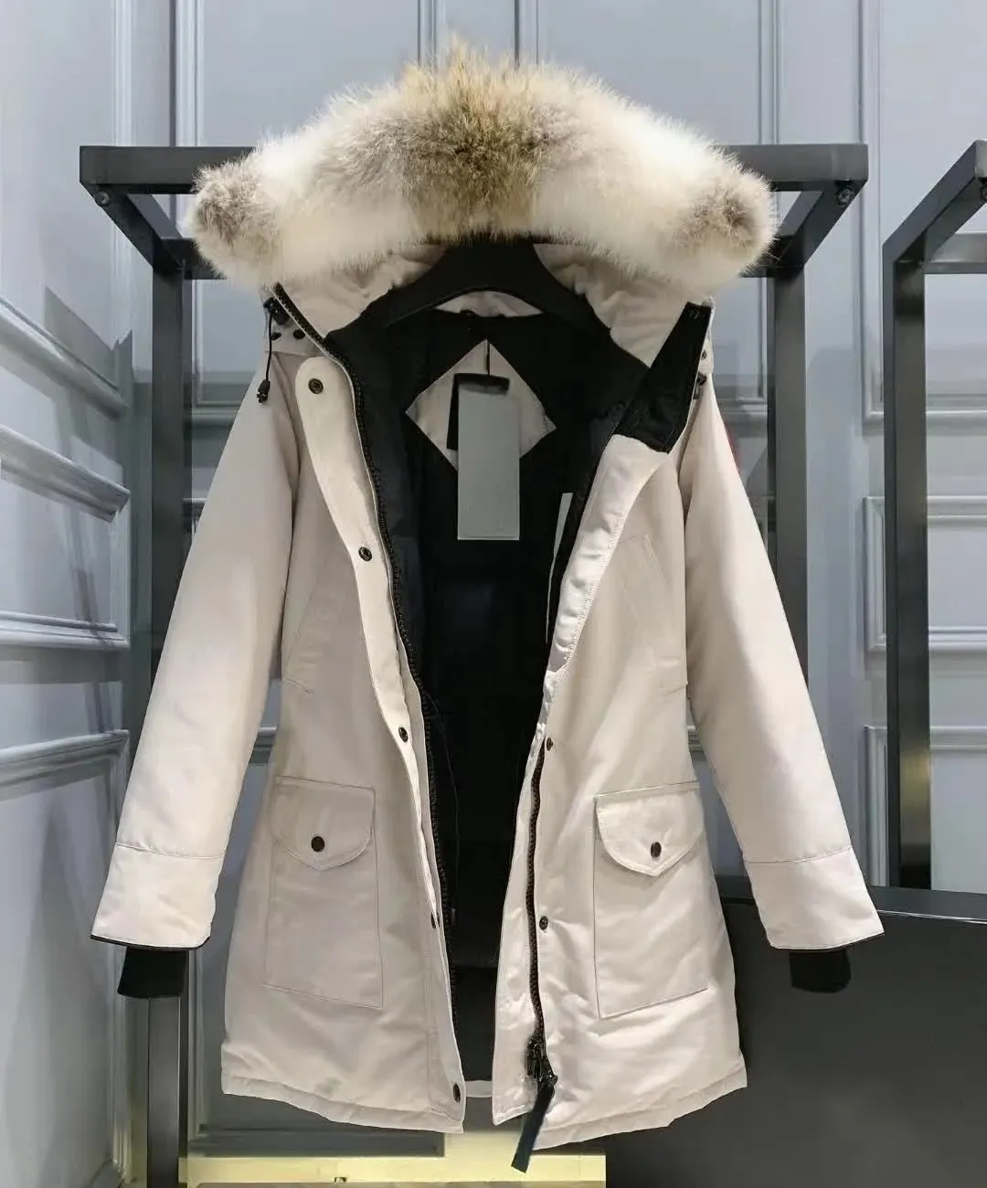 Designer Canadian Gooses Damen Daunenjacke, Modemarke, langer Mantel, große Tasche, Pelzkragen, Thermo-Oberteil, weiblich, große winddichte Winterjacken, Mäntel