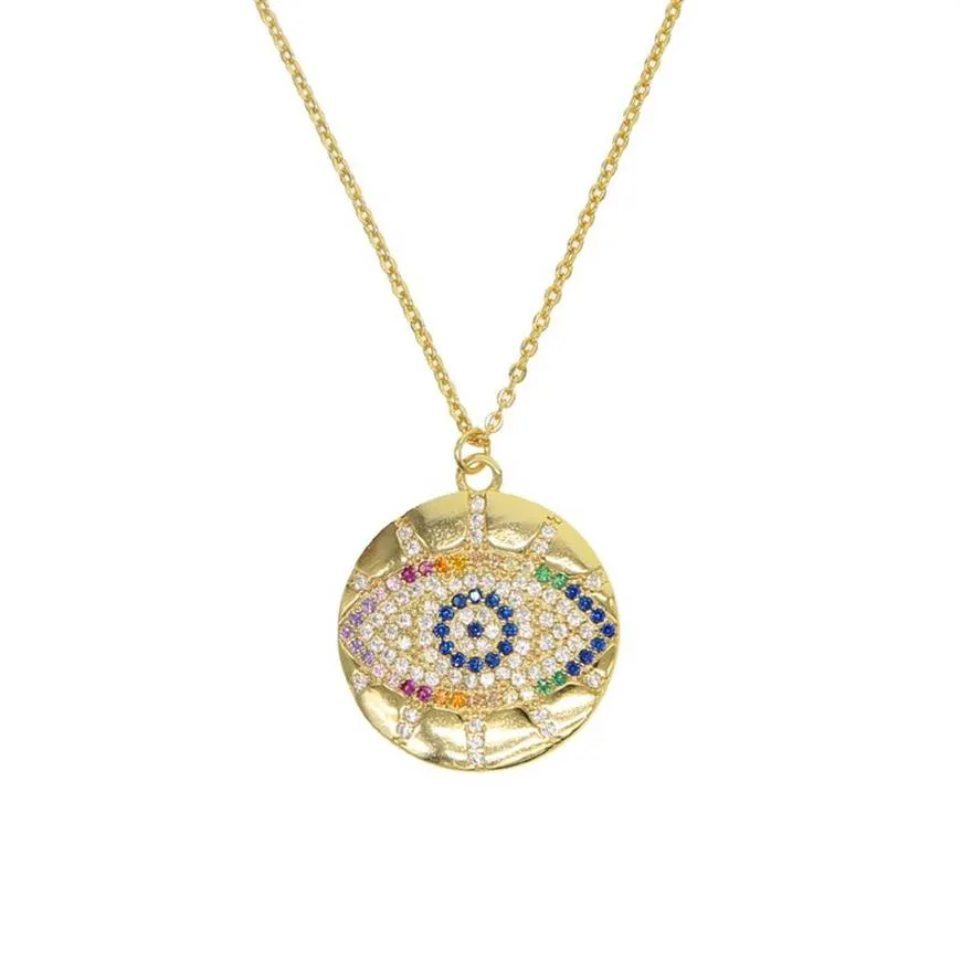 boho 2019 trendy oro classico turco malocchio collana pendente per ragazza pavimentata minuscolo splendido arcobaleno CZ chic gioielli da donna regali244g