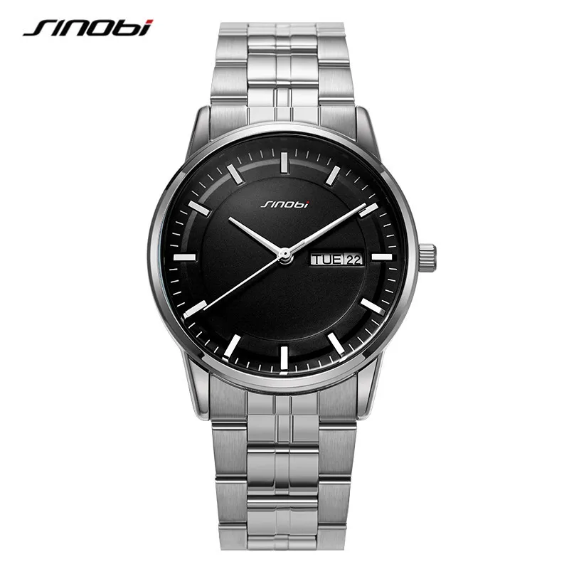 Herrklocka Watches High Quality Luxury Business Week Calender Steel Band Waterproof 37mm Watch