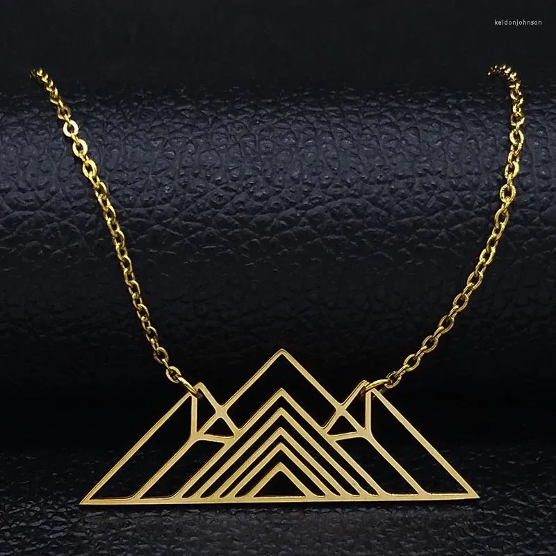 Hanger Kettingen 2023 Mode Geometrische Mountain Rvs Verklaring Ketting Vrouwen Goud Kleur Ketting Sieraden Collares N19712S05