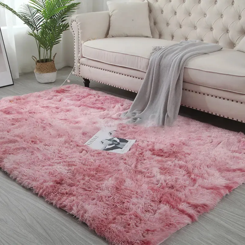 Tapis Tiedye dégradé pour salon moderne canapé tapis de sol Long tapis en peluche doux tapis moelleux enfants chambre coussin de jeu gris 231019