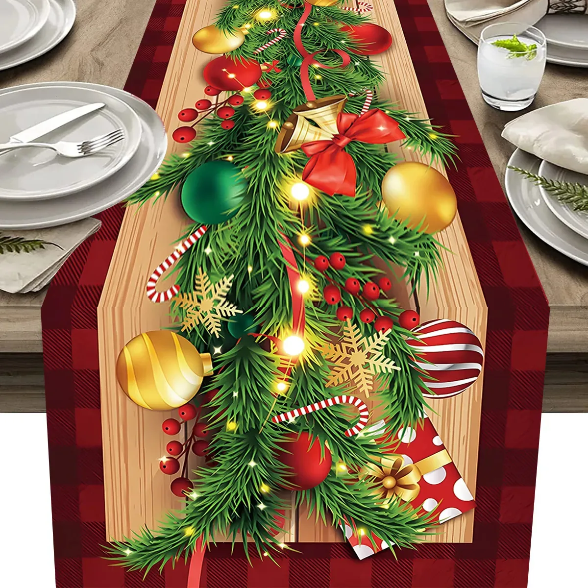 Christmas Decorations Christmas Table Runners Merry Christmas Decoration for Home Tablecloth Table Cover Xmas Gifts Navidad Noel Year 2024 231019