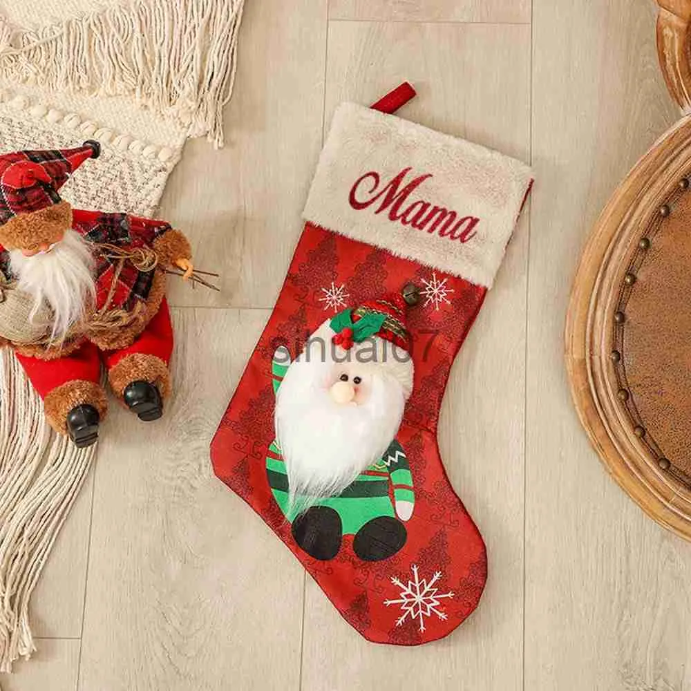 Decorações de Natal Decoração de Festa de Família Meia Enforcamentos de Natal Nome Personalizado Pingente de Árvore de Natal Sacos de Presente de Doces Meias Personalizadas x1019