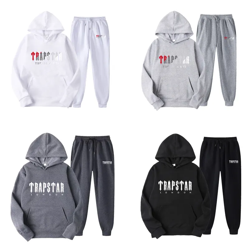 Herrtröjor färgglada Trapstar-träningsdräkt Mens Sweatpants Womens Leisure Sports Set Sweatshirts Pants Suit Overized S-3XL