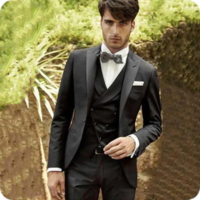 Men's Suits Latest Coat Pants Vest 3Piece Black Men For Wedding Italian Groom Tuxedos Costume Homme Slim Fit Terno Masculino Prom Suit