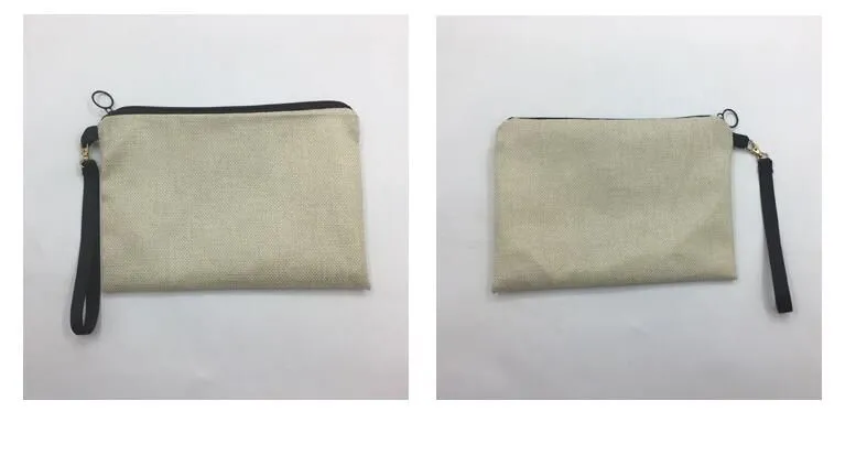 23cmx16cm Sublimation Linen cosmetic bags DIY women blank plain zipper makeup bag phone clutch bag