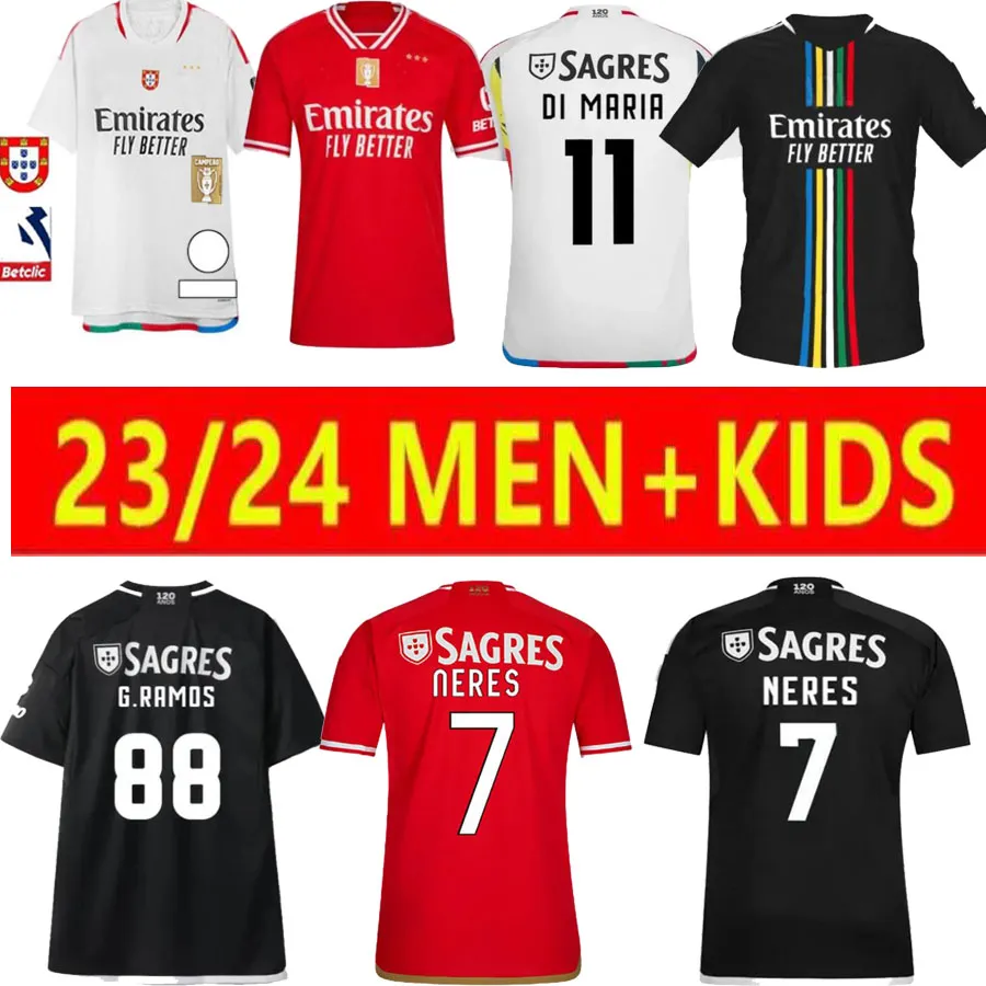 2023 2024 Benficas Soccer Jerseys Seferovic Waldschmidt Pizzi Rafa G.Ramos 23 24 Home Away Men Kids Kit Football Shirts Otamendi Kokcu Di Maria