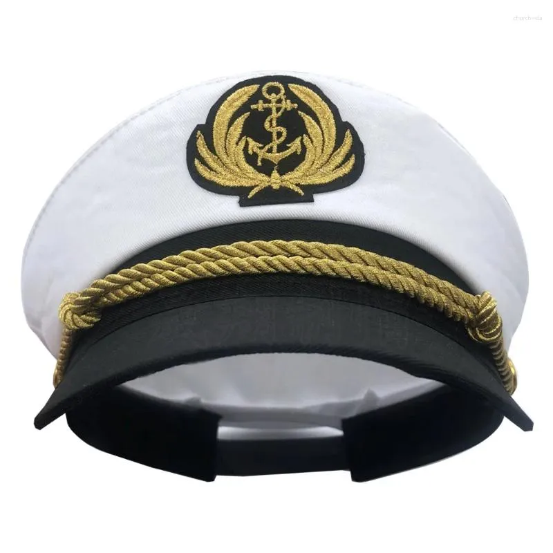 BERETS Fashion Military Cap Hat Flat Top Army Men Kvinnor Kapten Naval Hats Performance Caps Cosplay