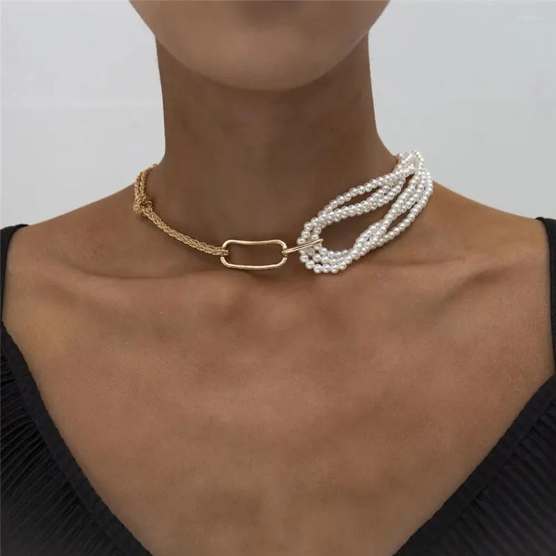 Hanger Kettingen Unieke Parel Ketting Voor Vrouwen Bruiloft Punk Gothic Twisted Chunky Dikke Choker Valentijnsdag Cadeau