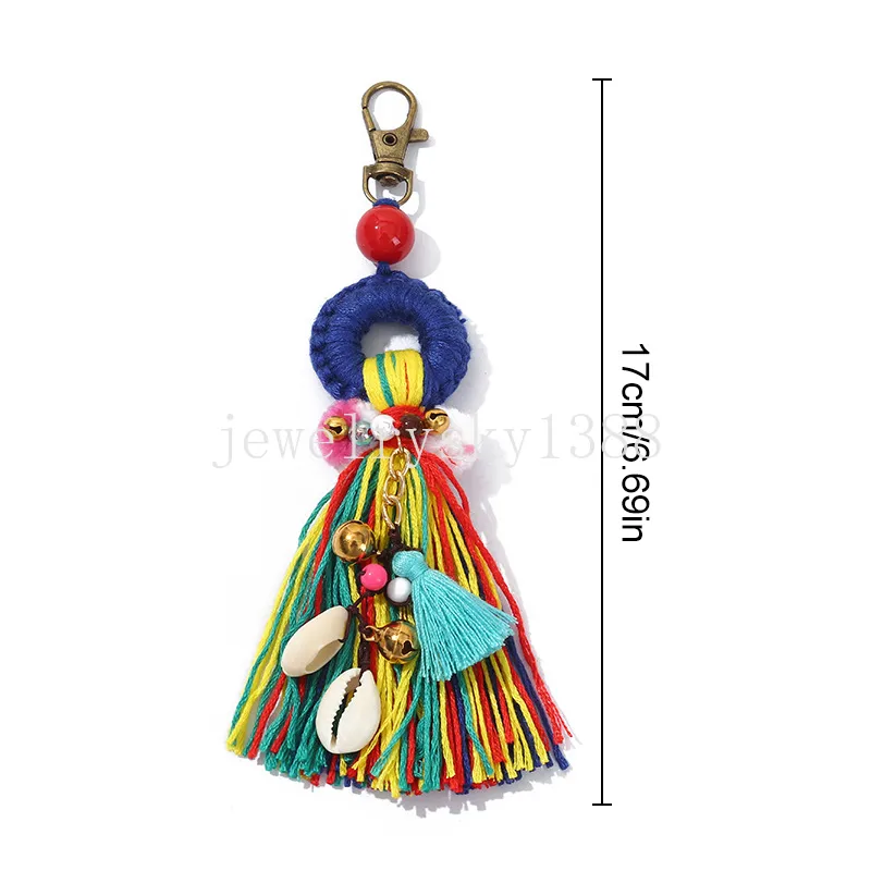 Nuovo stile bohémien Campana Nappa Portachiavi Pompon Borse Charms Portachiavi auto Borsa appesa Ciondolo Portachiavi Decorazione Gioielli