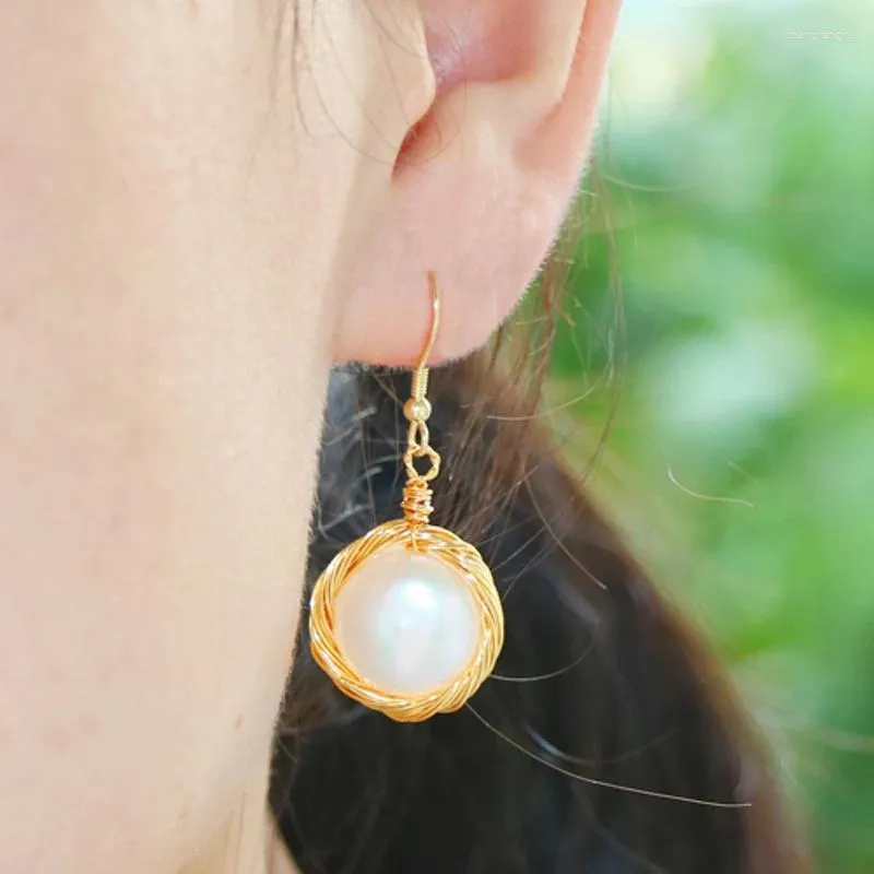 Dangle Oorbellen Zoetwaterparel Witte Munt S925 Haak Natuur Groothandel Voor Vrouwen Kerstcadeau