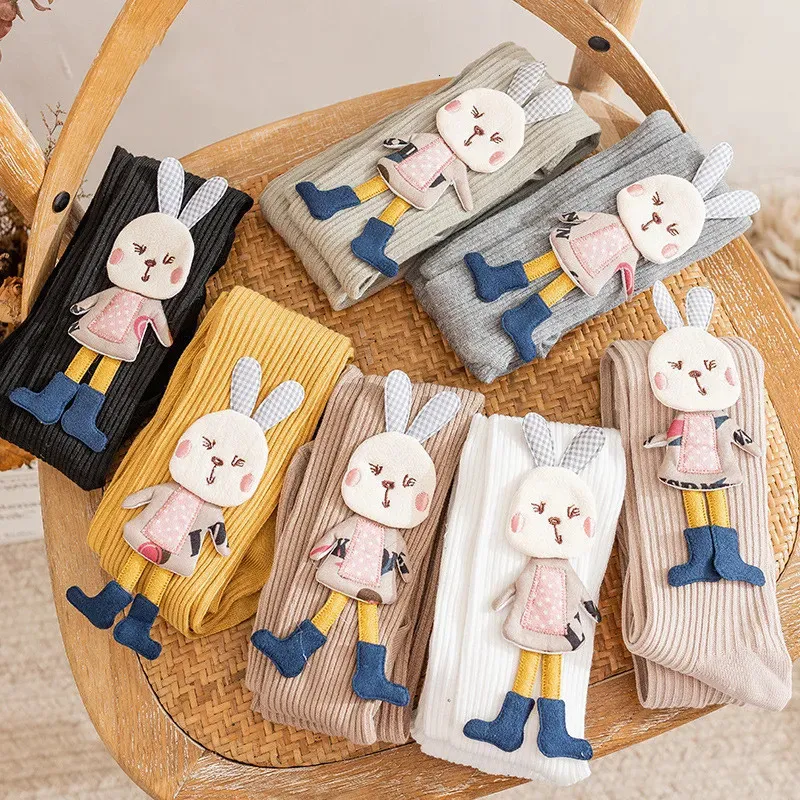 Leggings Tights Tights for Girls Spring Autumn Cotton Knitted Children's Pantyhose Cartoon Rabbit Kids Girls Tights 2-7 Years 231019