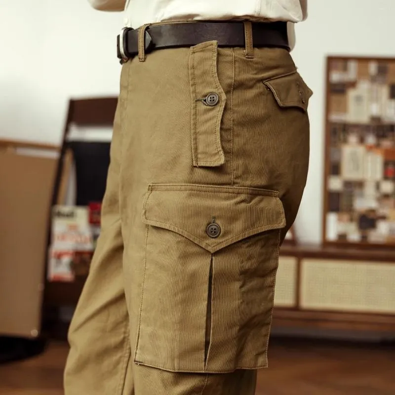 Pantalons pour hommes vêtements de travail mince pantalon de sol poids lourd décontracté mode lâche rétro taille haute Denim cheval pour hommes vêtements cargo