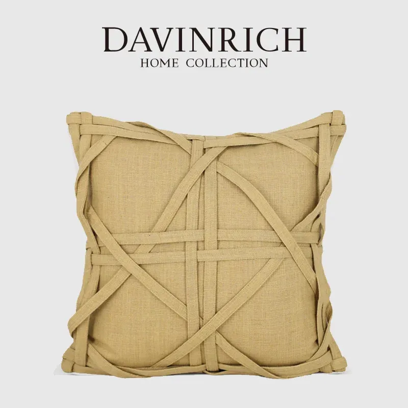 Pillow Case DAVINRICH Irregular Flower Geometry Braided Cushion Cover Handmade Luxury Cotton Hemp Square Pillow Case Personality Home Decor 231013