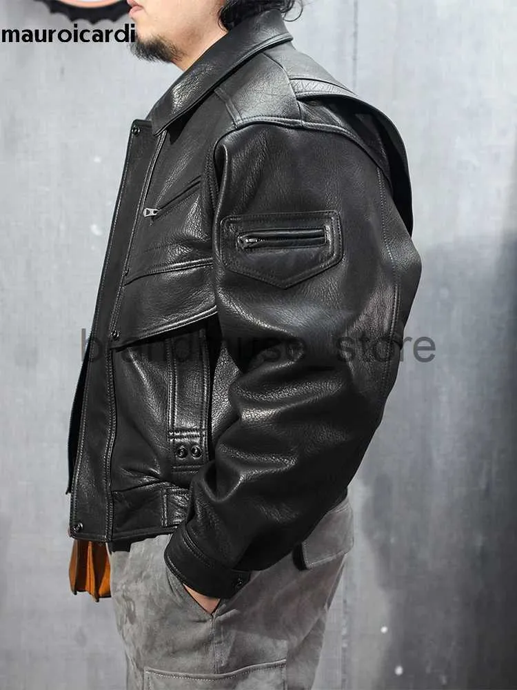 Mens Jackets Mauroicardi Spring Autumn Cool Black Pu Leather