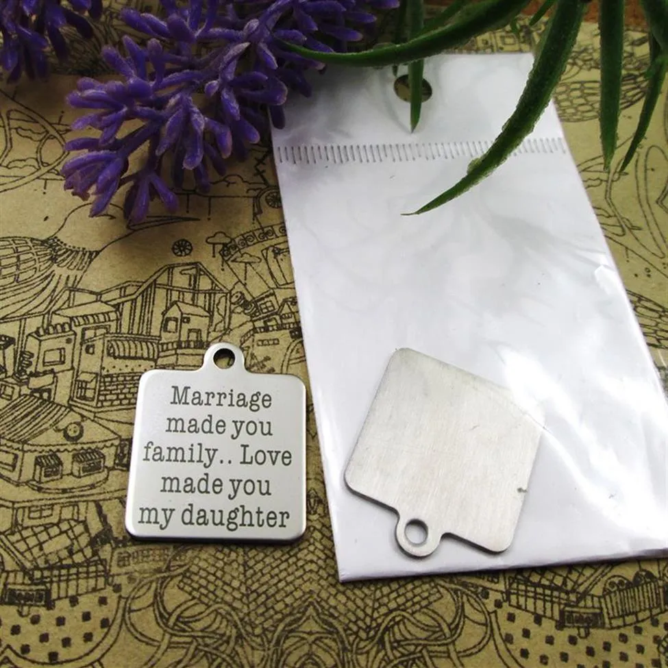 40 pièces-le mariage a fait de votre famille des breloques en acier inoxydable, plus de style pour choisir des pendentifs à breloques DIY pour collier 266j