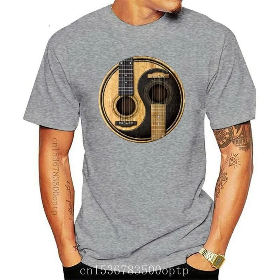 Homens camisetas Camiseta Homens 3D Tshirt Yin Yang Guitarra Impresso Personalizado Tees 2021 Roupas Pretas Manga Curta Vintage Band Tops Fi213i