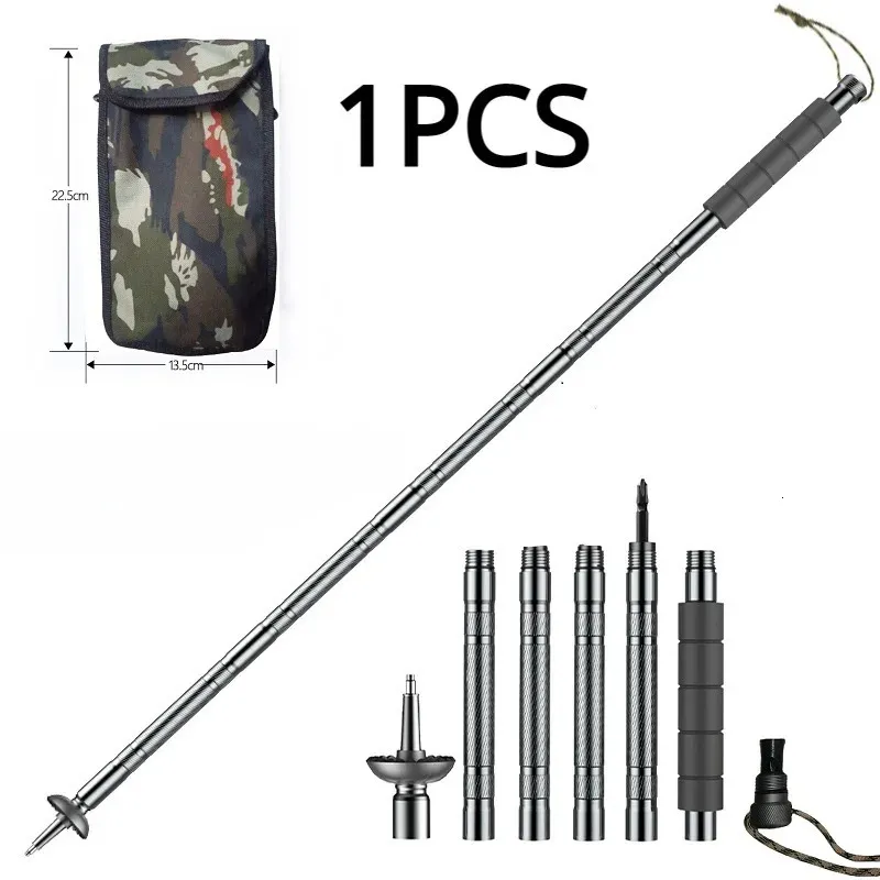 Trekking Poles Aluminum Alloy Trekking Poles Multifunction Walking Cane Dismountable Alpenstock Outdoor Self Defense Stick Hiking Walking Stick 231018