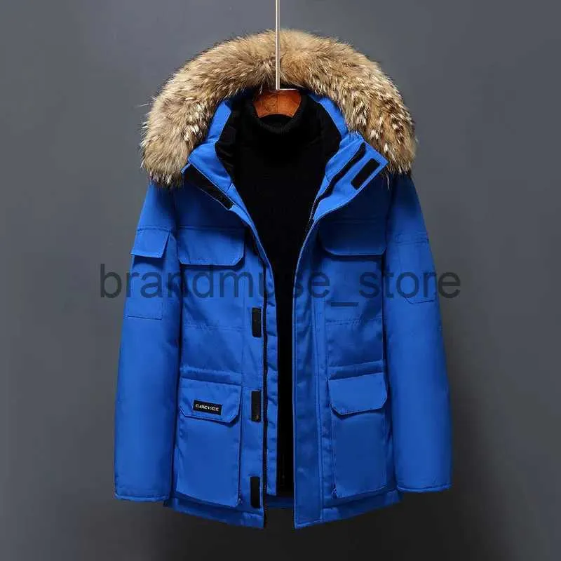 Parkas pour hommes col en fourrure doudoune d'hiver en duvet de canard blanc mâle garder au chaud -30 degrés Parkas hommes coupe-vent à capuche épaissir manteau en duvet multi-poches J231019