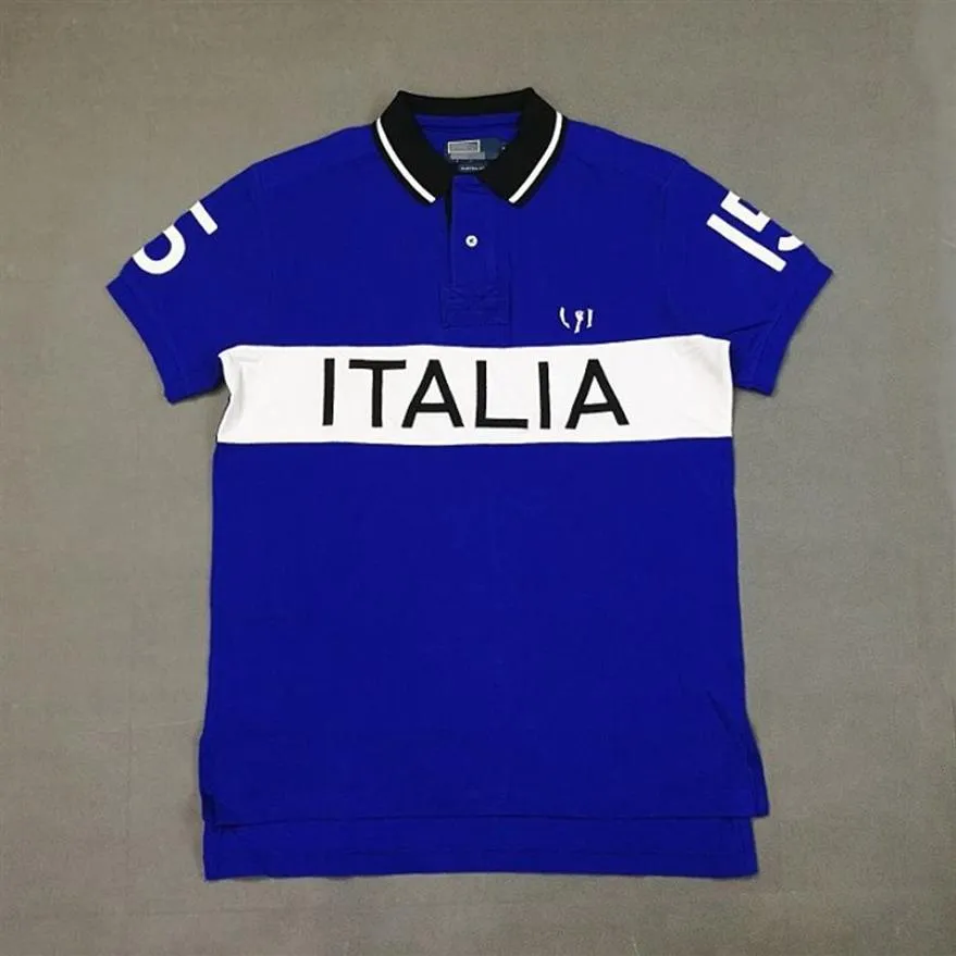 Designer Polos passar storleken på italiensk högkvalitativ 100% ren bomulls italia-mäns kortärmad t-shirt med broderi tech312m