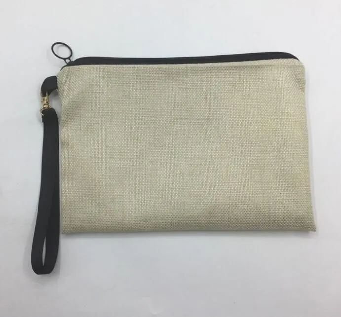 23cmx16cm Sublimation Linen cosmetic bags DIY women blank plain zipper makeup bag phone clutch bag