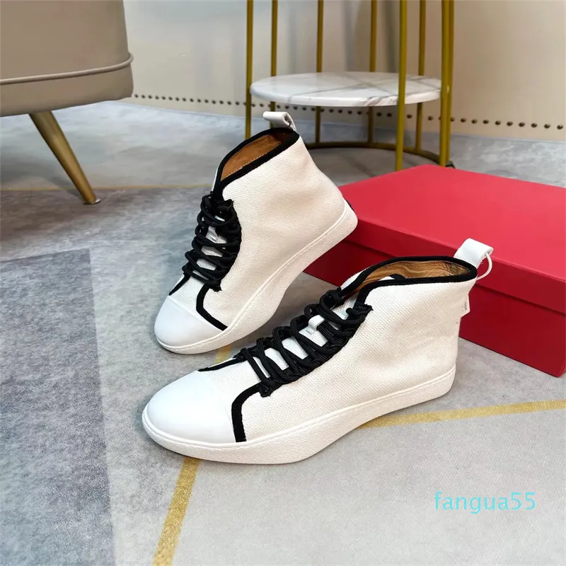 2023-Sneakers Men Luxury Designer High Top Shoes Chunky Platform Sportskor Black White Canvas Leather Trainers Casual Walking 38-45