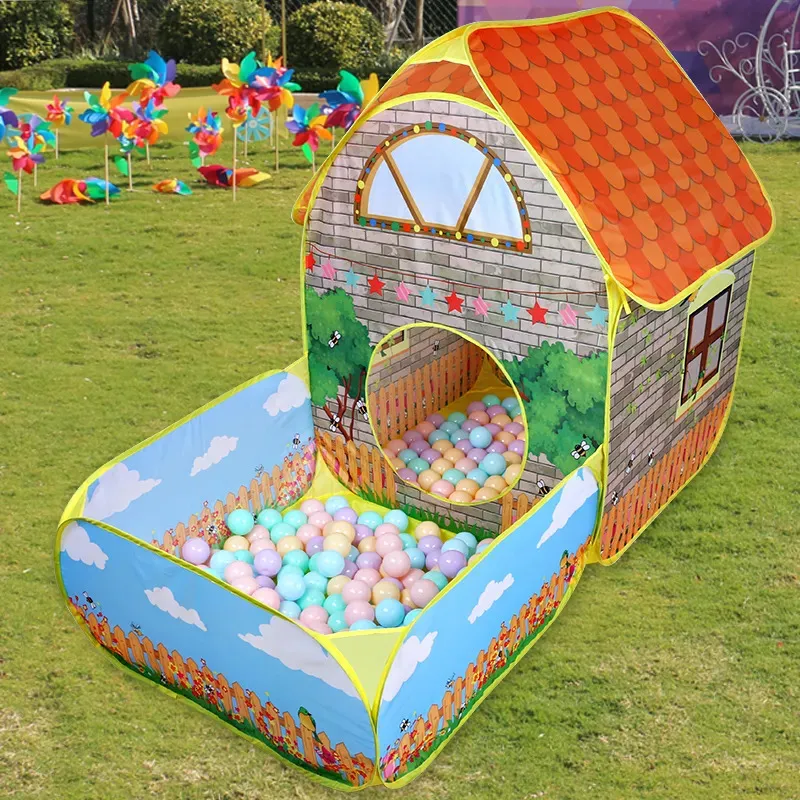 Tendas de brinquedo crianças crianças pop up tendas casa com pátio jardim rastejando dobrável tenda casa meninos meninas jogar tenda bola piscina crianças presente 231019