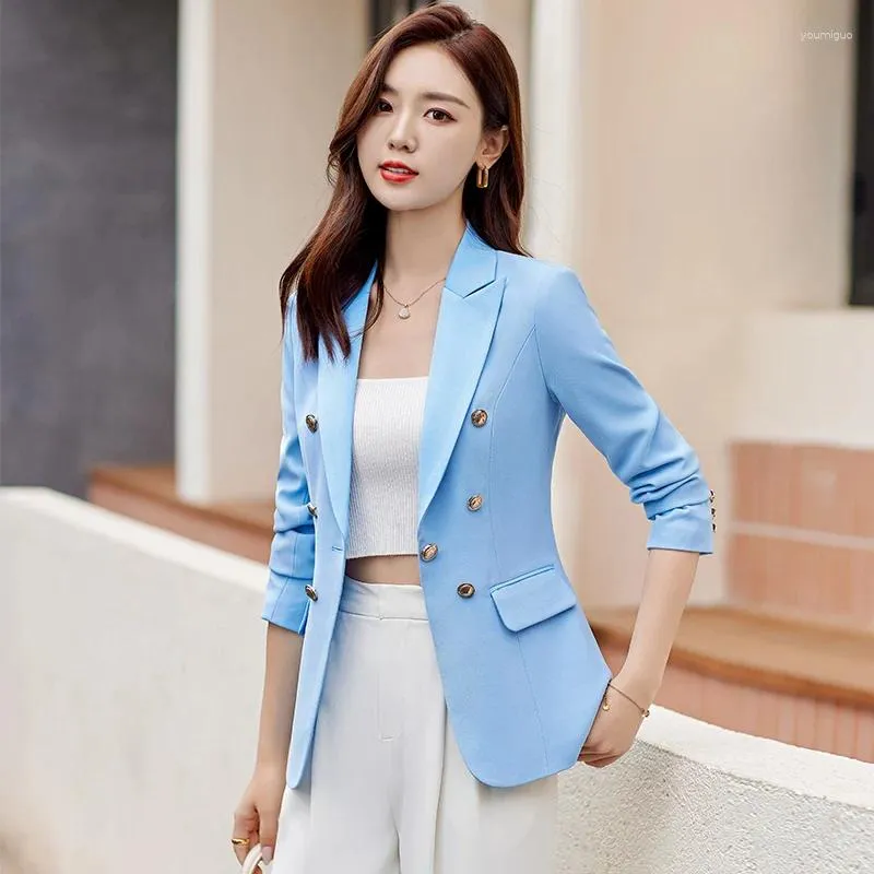 High Quality Fiber Light Blue Suit Women: Orange Blazer Jacket Coat With Long  Sleeves For Office And Work OL Styles Available From Youmiguo, $35.18
